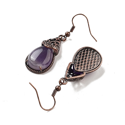 Natural Amethyst Teardrop Dangle Earrings EJEW-B055-01R-21-1