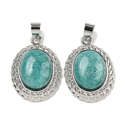 Natural Amazonite Oval Pendants G-B079-02P-04-1