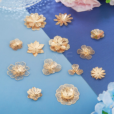 13Pcs 13 Styles Brass Bead Caps KK-TA0008-26KCG-1