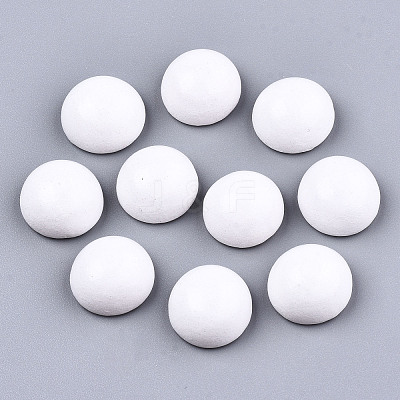 Spray Painted White Wood Cabochons WOOD-TAC0001-23A-1