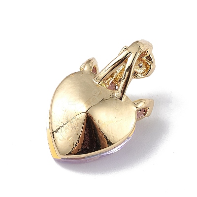 Real 18K Gold Plated Rack Plating Brass Micro Pave Clear Cubic Zirconia Pendants KK-C015-07G-10-1