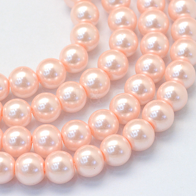 Baking Paint Pearlized Glass Pearl Round Bead Strands X-HY-Q003-6mm-05-1