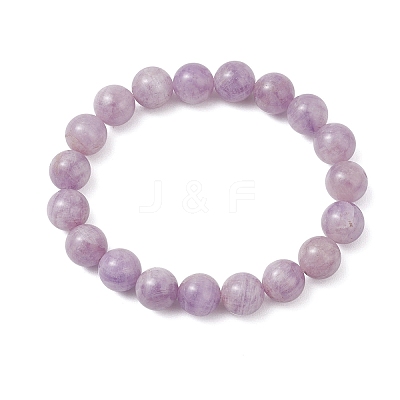 Natural Lavender Amethyst Round Beads Stretch Bracelets for Women BJEW-JB12127-01-1