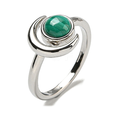 Natural Malachite Adjustable Rings RJEW-K269-09P-07-1