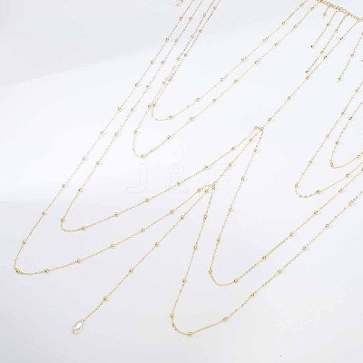 Alloy Full Crystal Rhinestone Layered Sexy Neck Waist Body Chains with Teardrop Tassel WGDF1B2-01-1