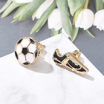 Brass Enamel Stud Earrings EJEW-Z080-01G-1