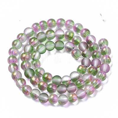 Frosted Spray Painted Glass Beads Strands GLAA-N035-03B-C01-1