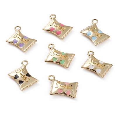 Golden Tone Brass Enamel Pendants KK-H746-01G-1