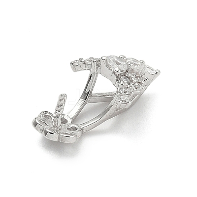 925 Sterling Silver Pave Clear Cubic Zirconia Flower Pendant Bails STER-P068-02P-1