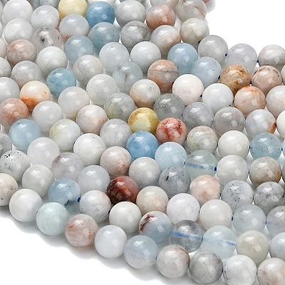 Natural Aquamarine Beads Strands X-G-F591-29B-8mm-1