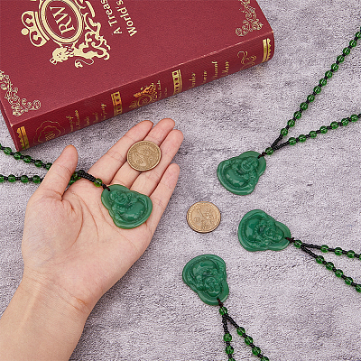 4Pcs Resin Imitation Gemstone Maitreya Buddha Pendant Necklace NJEW-FI0001-62A-1