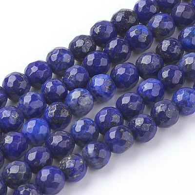 Natural Dyed Lapis Lazuli Beads Strands G-G059-6mm-1