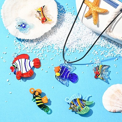 5Pcs Handmade Lampwork Pendants LAMP-YW0001-68A-1