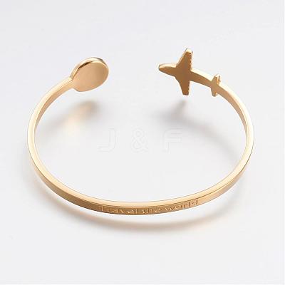 304 Stainless Steel Cuff Bangles BJEW-N0028-02G-1