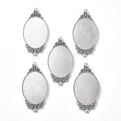 Tibetan Style Alloy Pendant Cabochon Settings X-TIBEP-N003-28AS-1