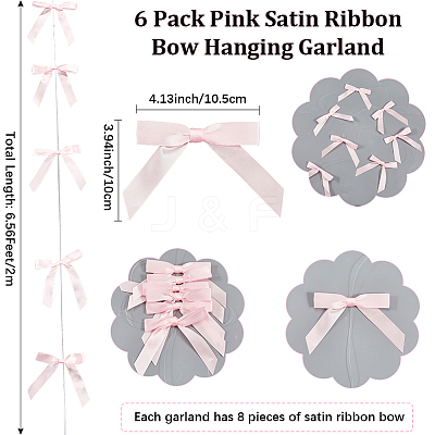 6Pcs Polyester Bowknot Hanging Streamer AJEW-SP0002-71B-1