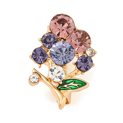 Alloy Rhinestone Clover Brooch JEWB-U006-17KCG-02-1