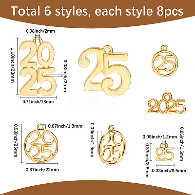 48Pcs 6 Styles Alloy Charms FIND-SP0003-73-1