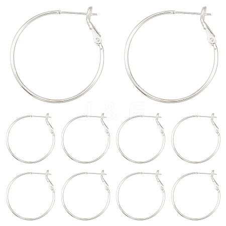 10Pcs Brass Hoop Earrings KK-YW0003-68S-1