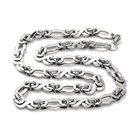 201 Stainless Steel Byzantine Chain Necklace NJEW-F222-35P-1