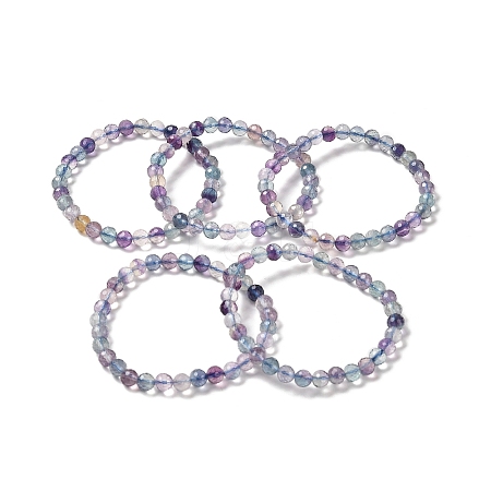 Natural Fluorite Beaded Stretch Bracelets LS-BJEW-K233-01A-02-1