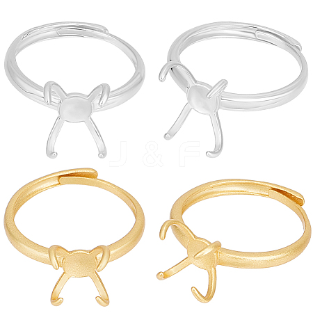 4Pcs 2 Colors Adjustable Brass Ring Components KK-BBC0012-94-1