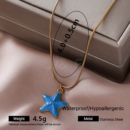 Vintage 304 Stainless Steel Starfish Pendant Necklaces for Women HM0119-1-1