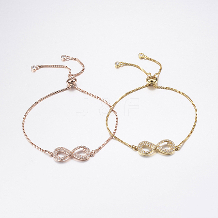 Adjustable Brass Micro Pave Cubic Zirconia Bolo Bracelets BJEW-F302-11-1