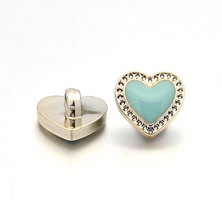 Heart Shaped Acrylic Enamel Shank Buttons for Clothes Design BUTT-F045-03-1