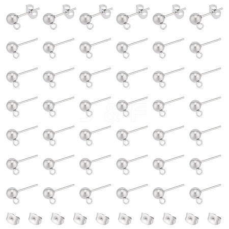 Unicraftale 100Pcs 304 Stainless Steel Ball Post Stud Earring Findings STAS-UN0056-39-1