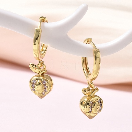 Brass Cubic Zirconia Hoop Earrings EJEW-Q015-01G-C-1