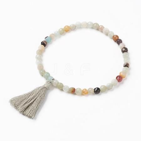 Natural Amazonite Charm Bracelets BJEW-JB03255-03-1