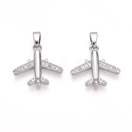 Brass Micro Pave Cubic Zirconia Pendants KK-T070-82P-1