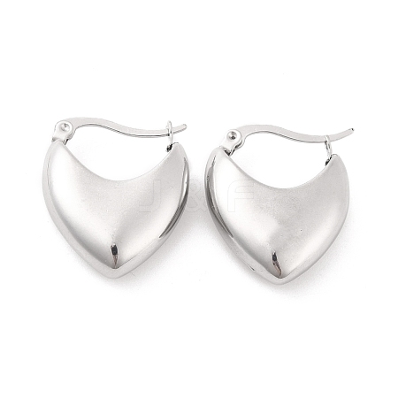 304 Stainless Steel Chunky Heart Hoop Earrings for Women EJEW-F280-11P-1