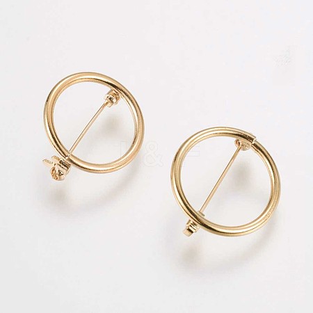 Brass Brooch Findings X-KK-F712-RG-1