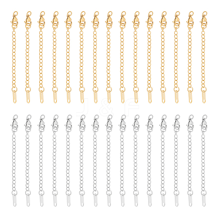 30Pcs 2 Colors 304 Stainless Steel Chain Extender FIND-UN0004-16-1