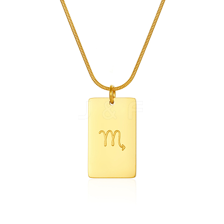 Stylish Stainless Steel 12 Zodiac Rectangle Pendant Necklaces for women GA2858-12-1