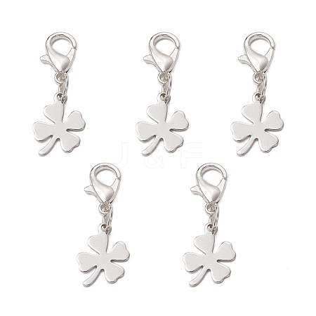 5Pcs Clover 201 Stainless Steel Pendant Decorations HJEW-JM03015-1