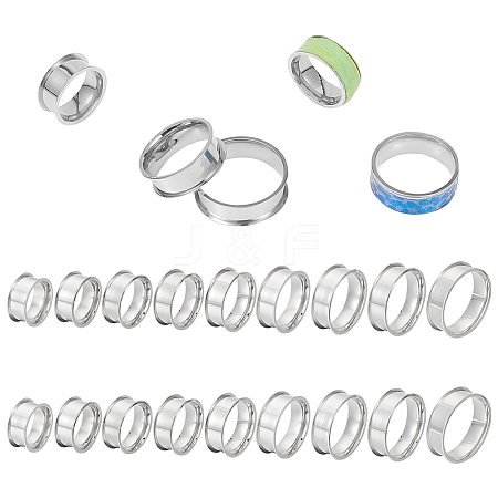 Unicraftale 18Pcs 9 Size 201 Stainless Steel Grooved Finger Ring Settings STAS-UN0049-69P-1