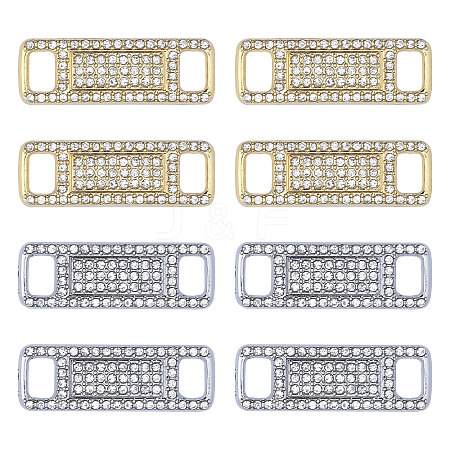 Globleland 8Pcs 2 Colors Alloy Rhinestone Shoelace Buckle FIND-GL0001-76-1