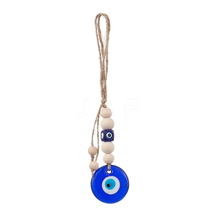 Handmade Blue Evil Eye Lampwork Pendant Decorations HJEW-JM02303-01-1