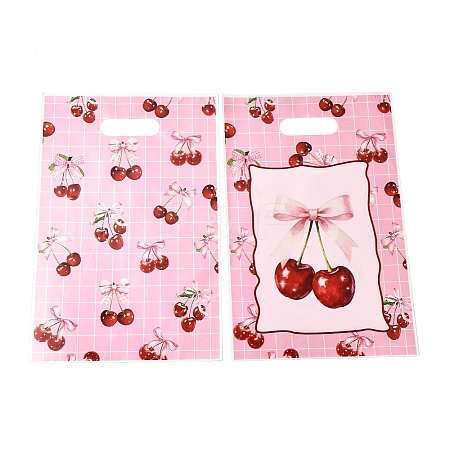 50Pcs 2 Styles Cherry Printed Plastic Gift Storage Tote Bags PL-CBAAD12-01-1