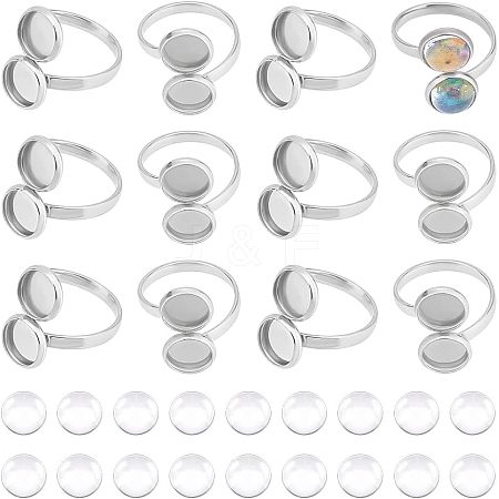 Unicraftale DIY Flat Round Blank Dome Cuff Ring Making Kit STAS-UN0039-45-1