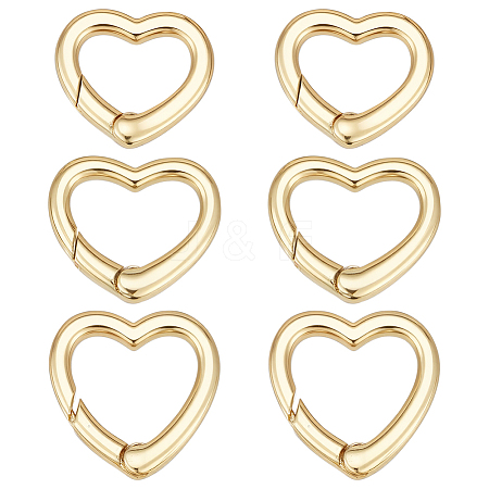 6Pcs 3 Styles Rack Plating Brass Spring Gate Rings KK-PH0013-94-1