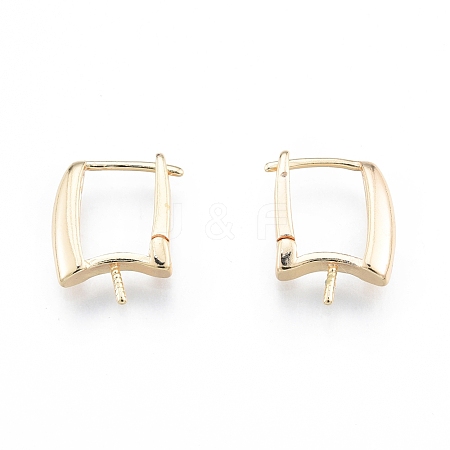 Brass Hoop Earring Findings with Latch Back Closure KK-C006-28G-1