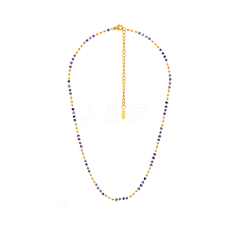 304 Stainless Steel & Glass Link Chain Necklaces for Women STAS-OY015-56G-1