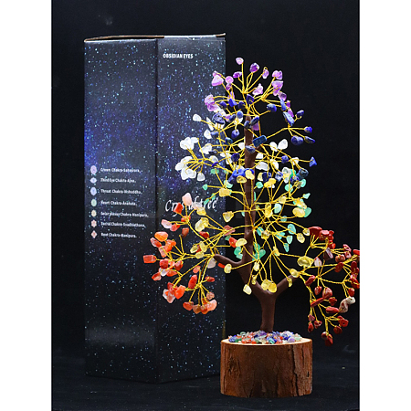 Natural & Synthetic Gemstone Chips Tree Decorations PW-WG35366-01-1