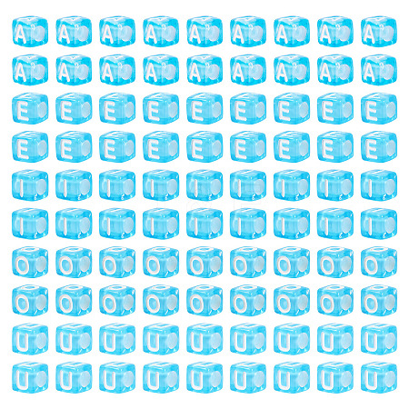 100Pcs 5 Colors Transparent Acrylic Beads TACR-TA0001-55B-1