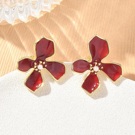 Brass Enamel Stud Earrings for Women KK-CBA760A-11G-06-1