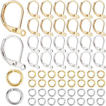 SOFPLATE 200Pcs 2 Color Brass Leverback Earring Findings KK-SP0001-06-1